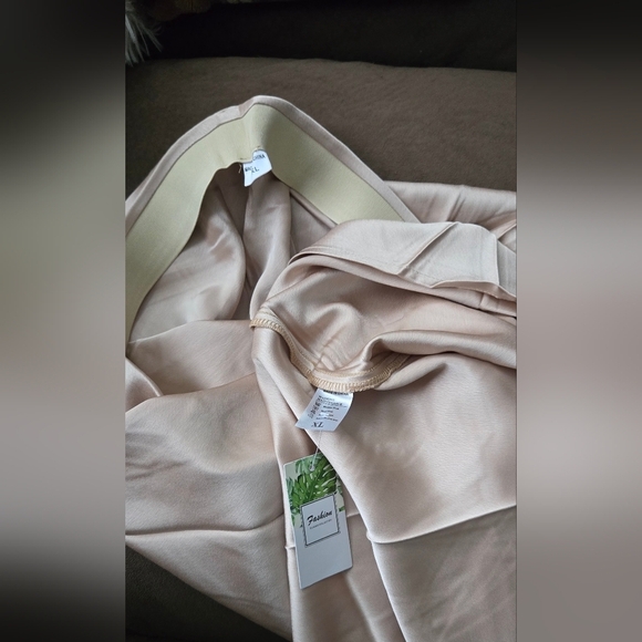 Satin High Waisted Side Split Maxi Skirt #984 - Picture 4 of 13